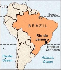 Rio de Janeiru v braziliji zemljevid