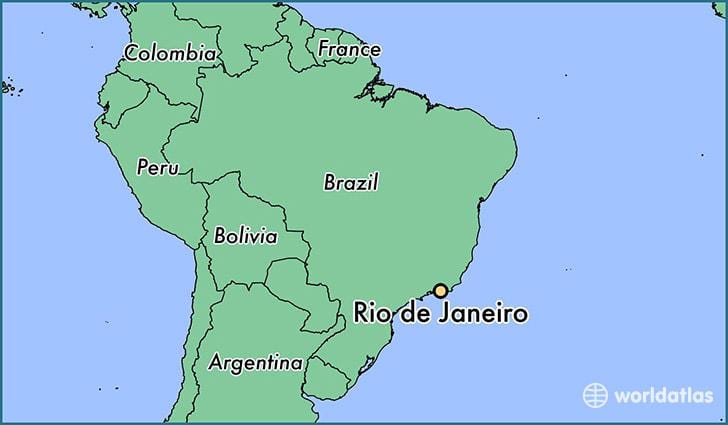 Rio de Janeiru v braziliji zemljevid