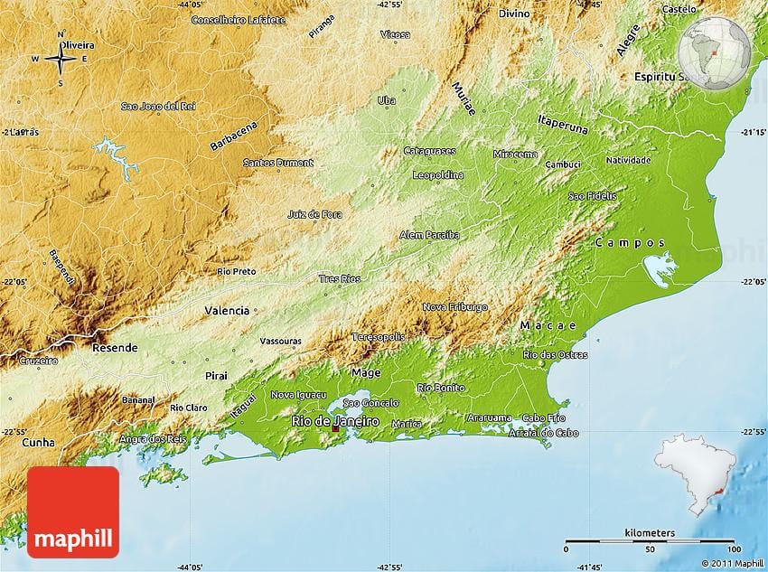 geografski zemljevid Rio de Janeiru
