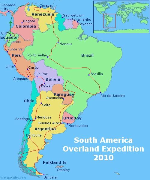 zemljevid južne amerike Rio