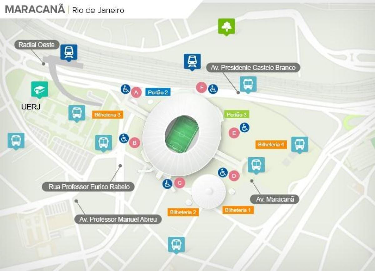 Rio de Janeiru stadion zemljevid
