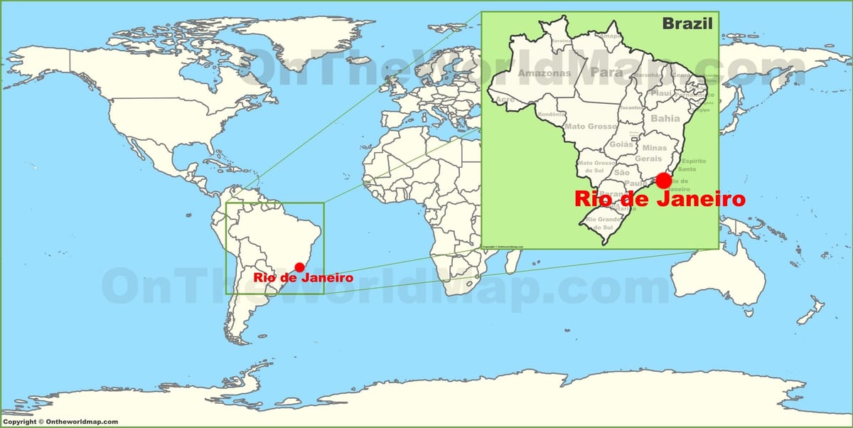 svetovni zemljevid Rio de Janeiru, brazilija