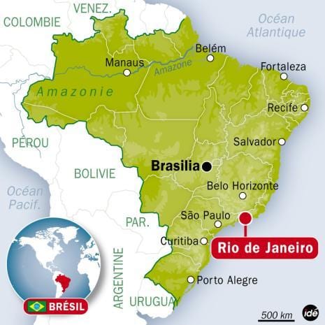 zemljevid brazilija in Rio de Janeiru