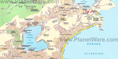 Zemljevid plažah v Rio de Janeiru