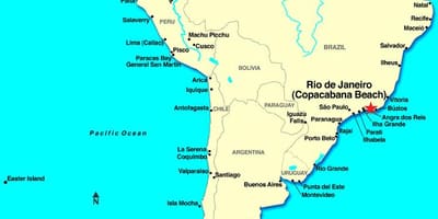 Rio de Janeiru zemljevid južne amerike